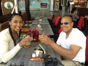 Enjoying a fantastic dinner in the main square.